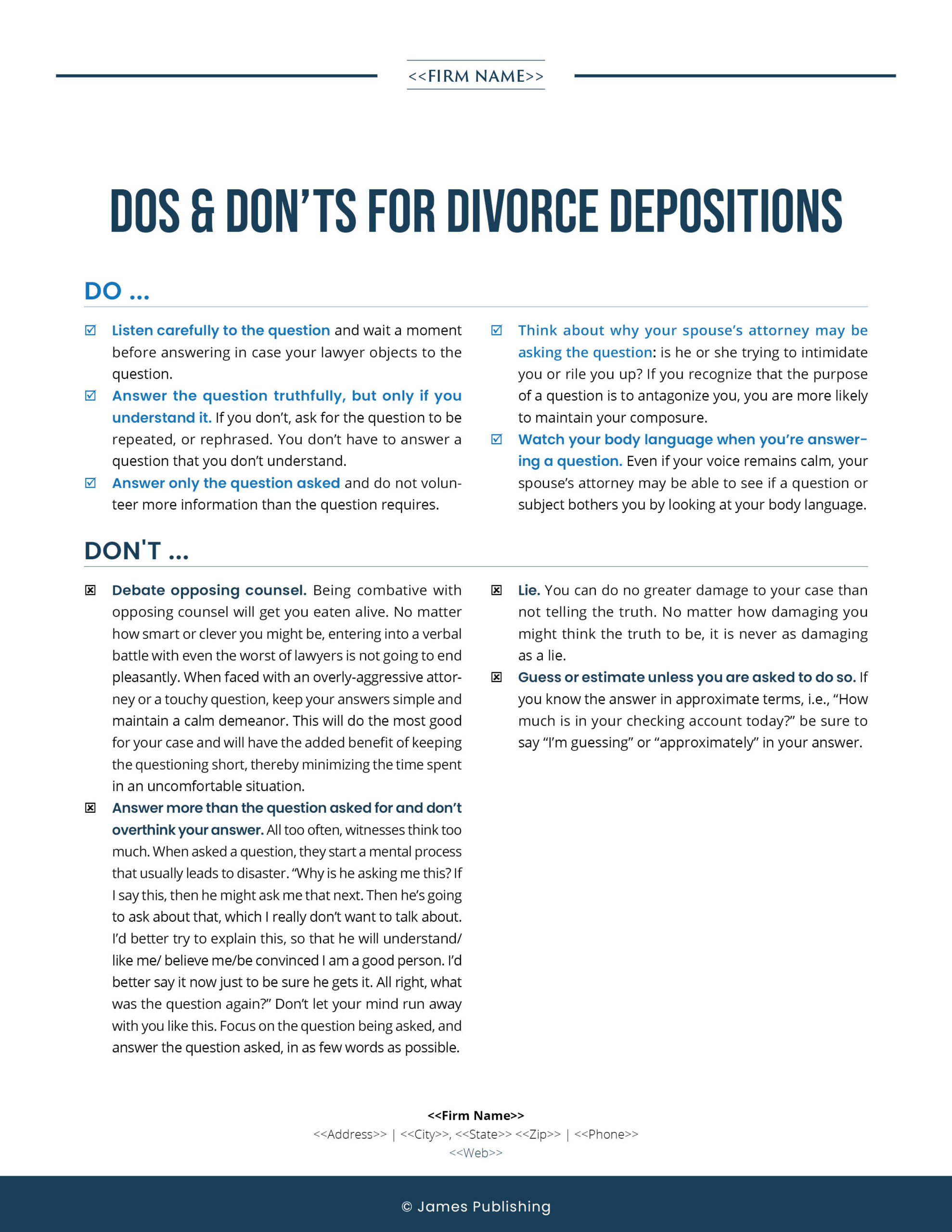 FAM-21 Dos and Don'ts for Divorce Depositions