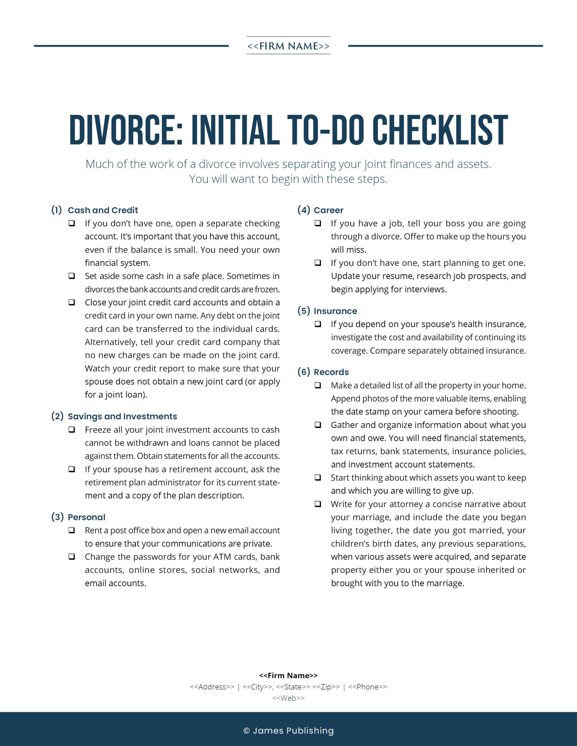 FAM-06 Divorce: Initial To-Do Checklist