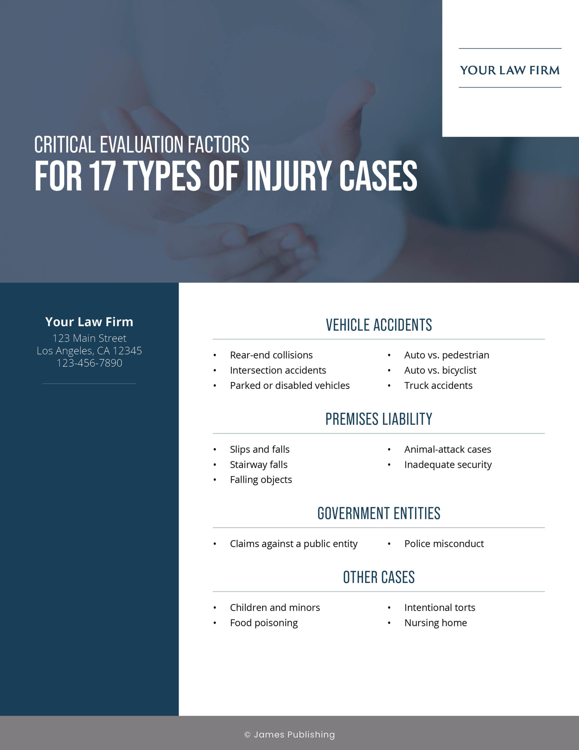 PI-11 Critical Evaluation Factors for 17 Types of Injury Cases