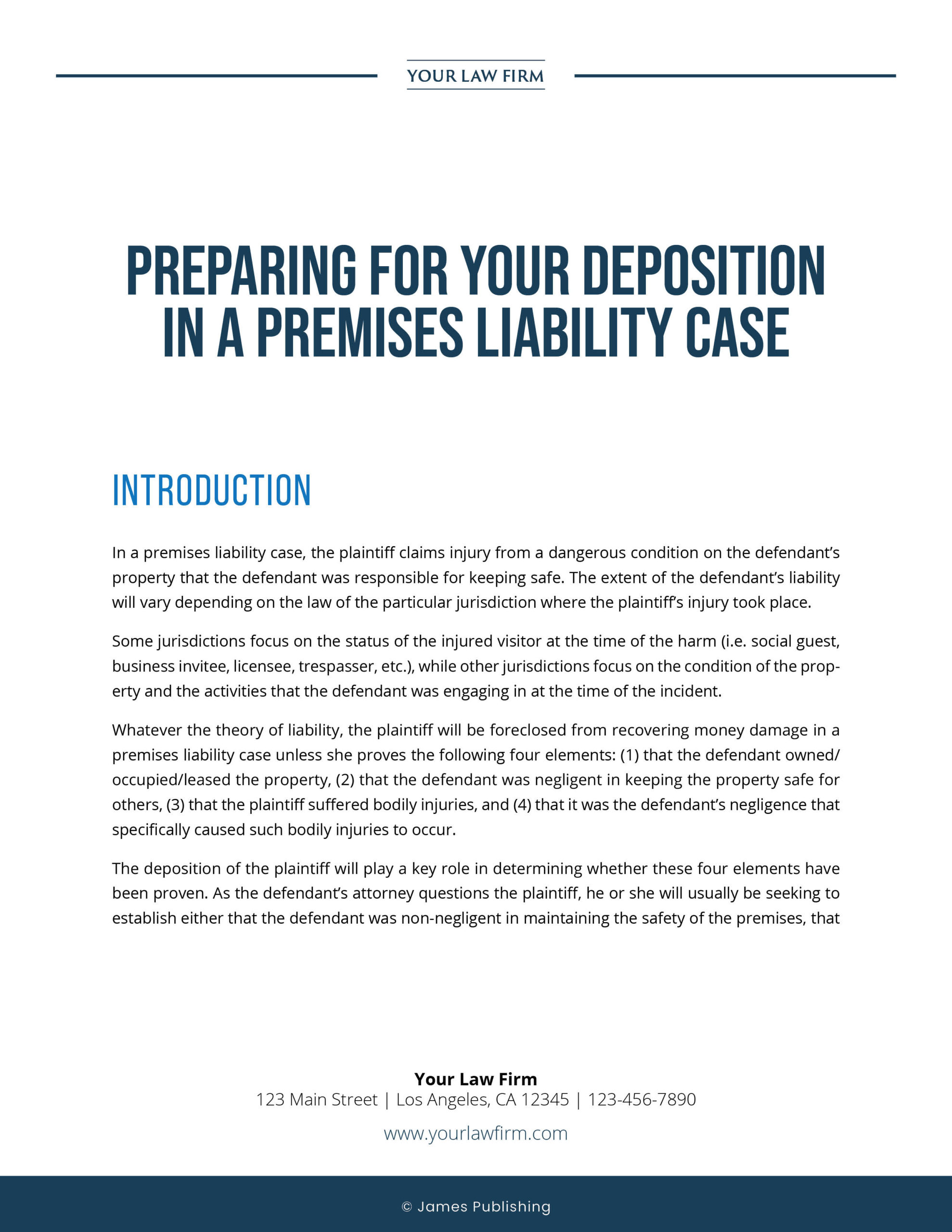 PI-24 Preparing for Your Deposition in a Premises Liability Case