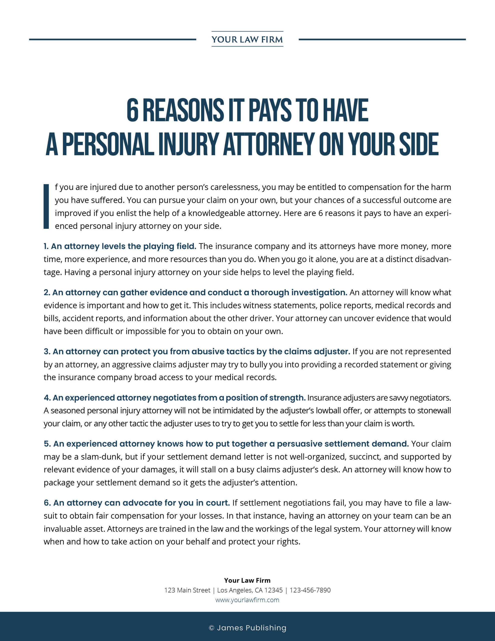 PI-07 6 Reasons It Pays to Have a Personal Injury Attorney on Your Side