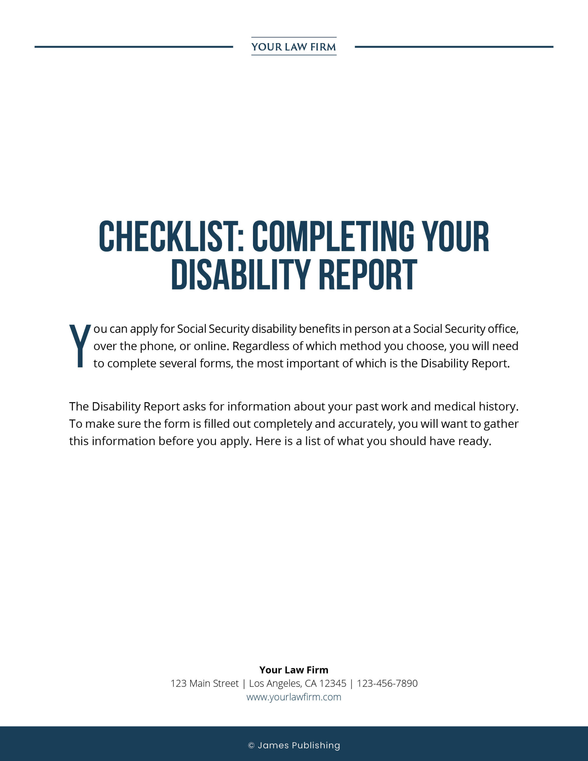 SSD-05 Checklist for Completing Your Disability Report