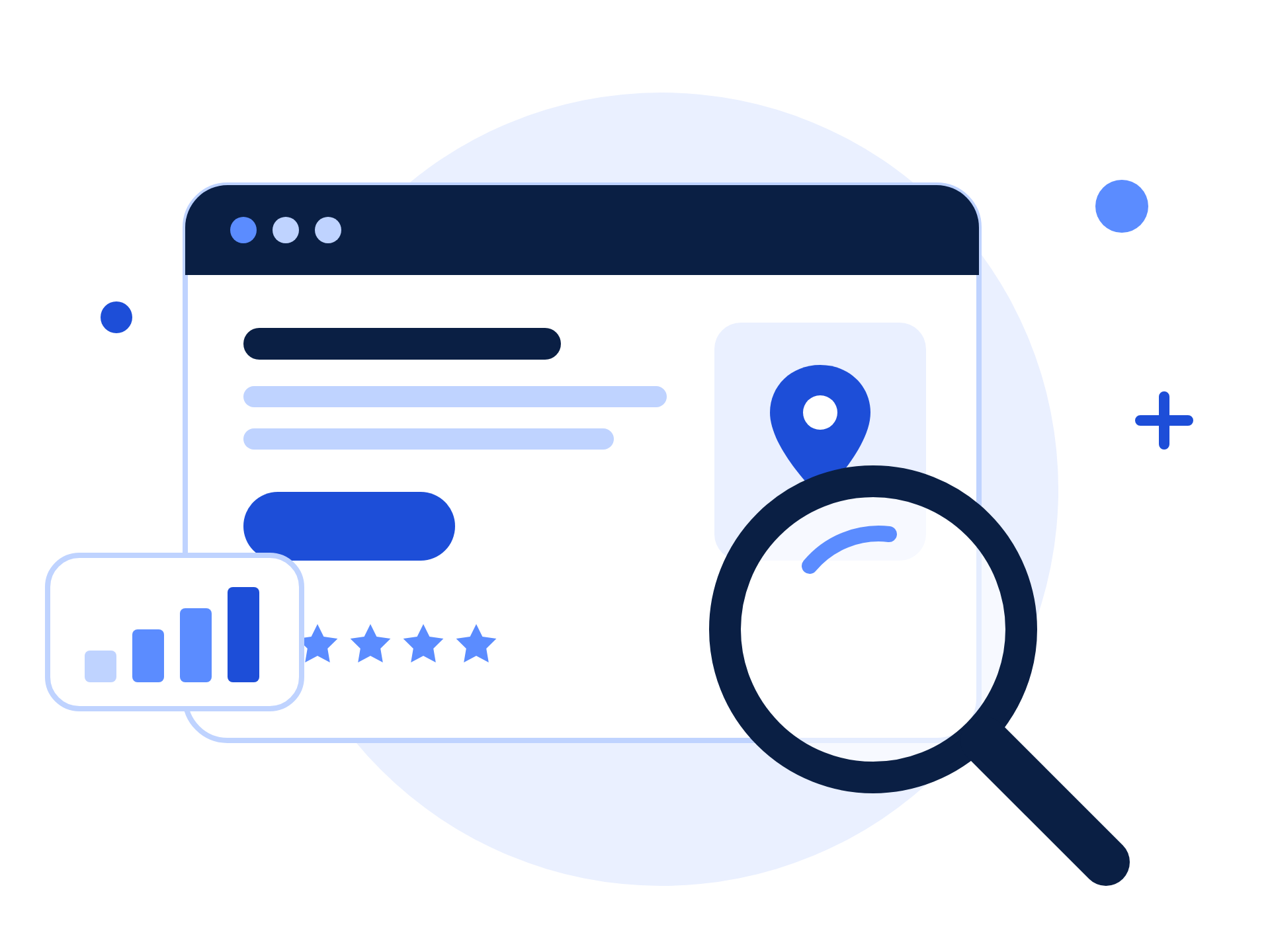 Website visibility and review analysis illustration